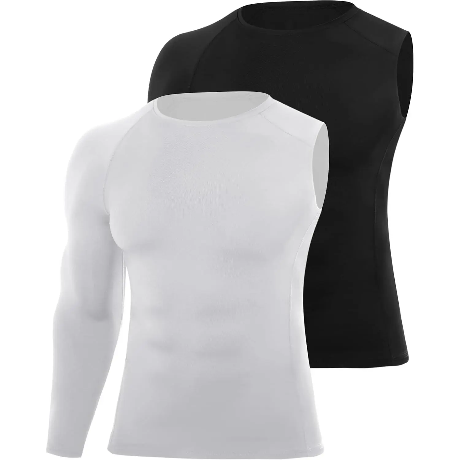Mens One Arm Sleeve Compression Shirts 1/2 Long Sleeve Athletic Base Layer Undershirt Basketball Workout Top