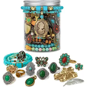 Mystery Jewelry Jar Bundle - Surprise Vintage Jewelry Box for Women,Gift Jewelry Set (Necklace, Earrings, Rings,Kracelet,Keychain) - Unique Birthday Gift for Women