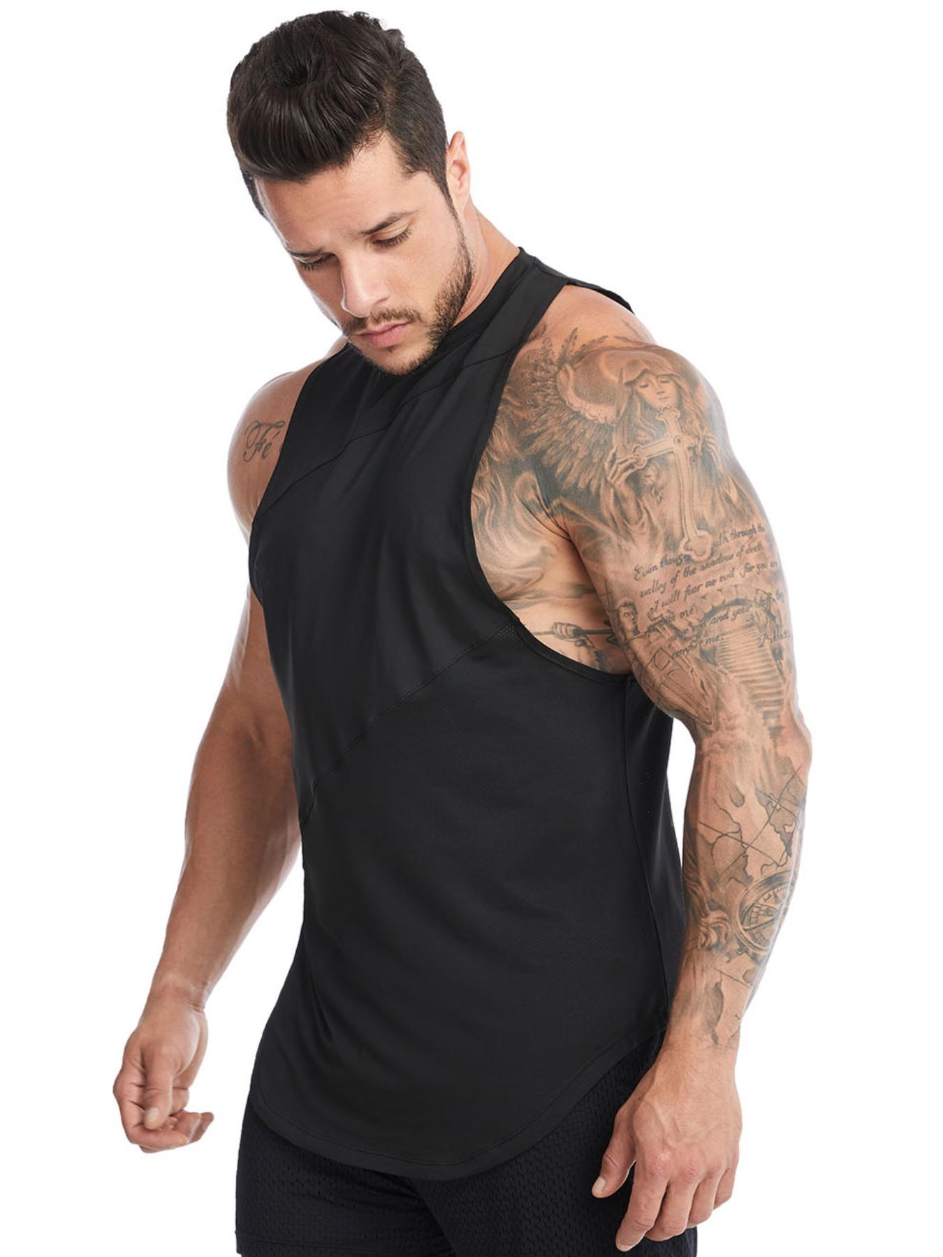 Men's Plain Round Neck Sports Vest, Quick Drying Breathable Loose Tank Top, Mens Clothing, Men's Sportswear for Indoor Outdoor Running, Gym Clothes