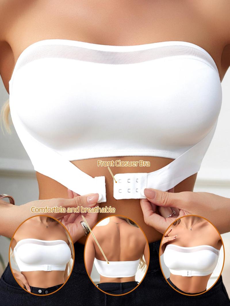 Women's Solid Color Wireless Bra, Casual Comfortable Breathable Strapless Bra for Daily Wear, Women's Underwear for All Seasons, Soft Breathable Bra