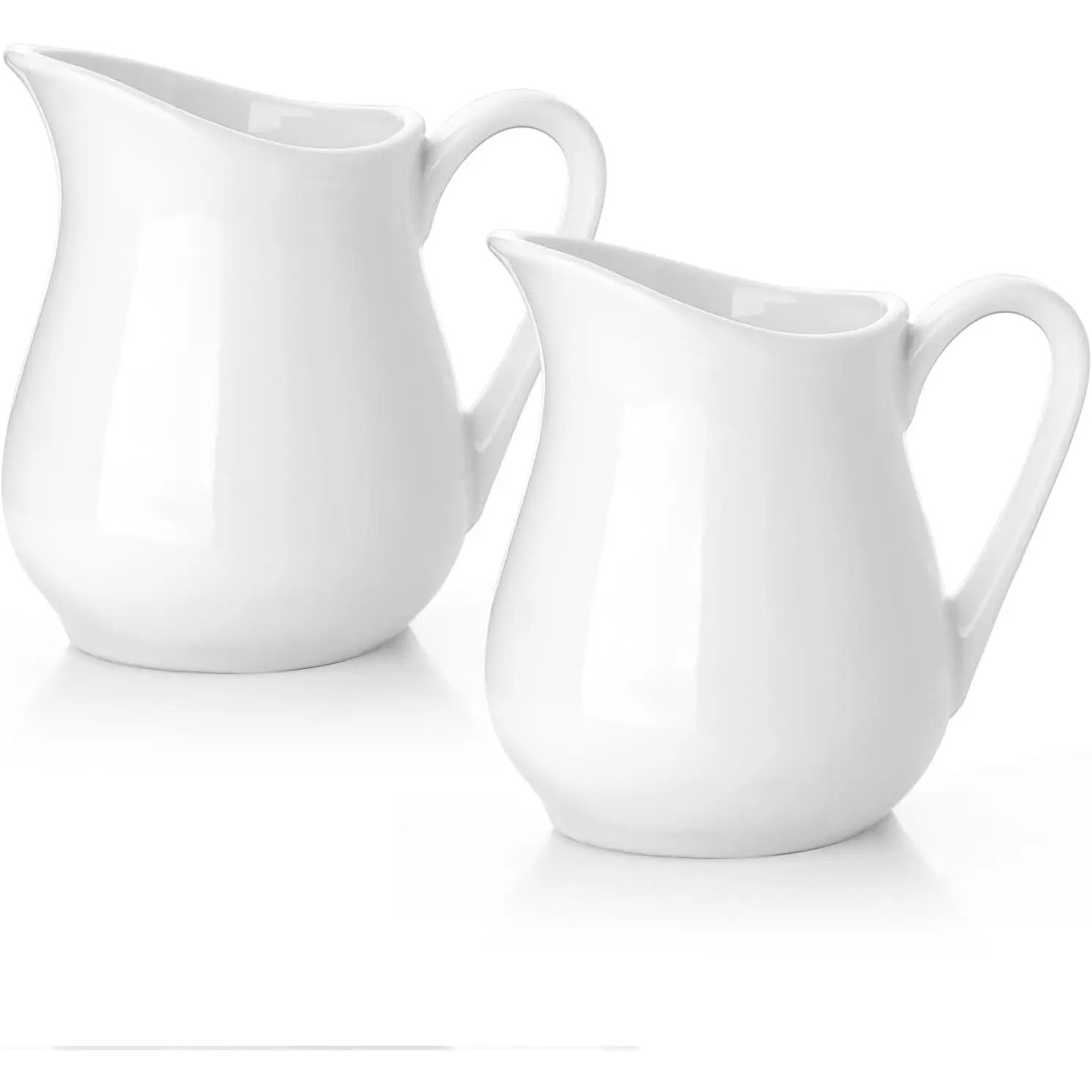 4 Oz Creamer Pitcher Set, 2 Pack Small Milk Container Cups with Handle | Ceramic,White,For Sauces Salad Coffee Milk, Microwave & Freezer Safe