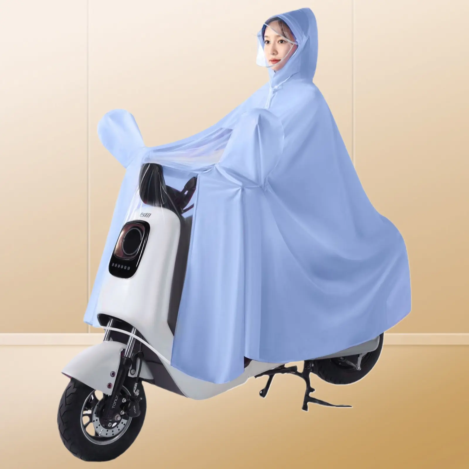 Unisex Multi-Size 1-Piece Oversized Thick Full-Body Rain Poncho, Bike/Motorcycle Raincoat for Heavy Rain Protection