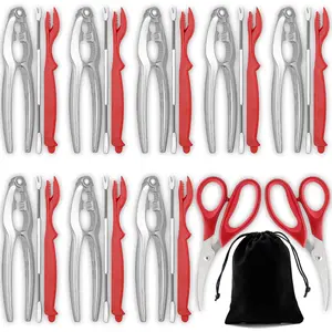 27-Piece Seafood Tools Set Crab Crackers & Tools, Includes 8 Crab Leg Crackers, 8 Lobster Shellers, 8 Crab Leg Forks/Picks, 2 Seafood Scissors & Storage Bag, Works as Nut Cracker Set