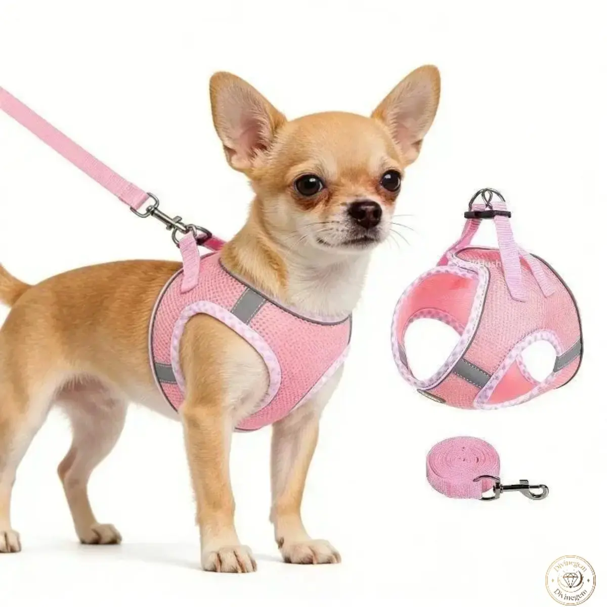 2Pcs Soft Mesh Step‑In Dog Harness And Leash Set, Reflective No‑Pull Puppy Vest Harness,Adjustable No Pull Dog Chest Strap, Lightweight Comfort Pet Walking Gear For Small Breed Dogs For Daily Outdoor Strolls, Travel And Camping Activities