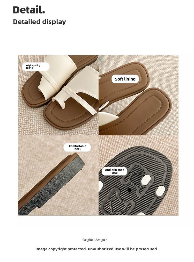 Toe Sandals for Women Summer Fashion Roman Style Simple Retro One-Strap Slippers Home Non-Slip Outdoor Versatile Sandals