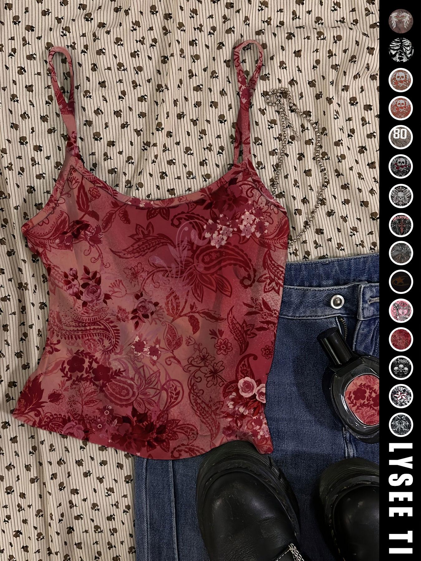 Vintage American Casual Slim-Fitting Skull Eagle Print Crop Top for Valentine's Day and Music Festival, Trendy Summer Vest for Women