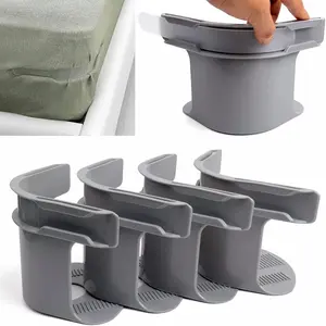 Adiustable Bed Sheet Holder,4-Count Elastic Super-Grip Bands,Locking Bed Sheet Fasteners and Grippers, Bedding Accessories Suitable for All Beds, Fitted Sheet Holder