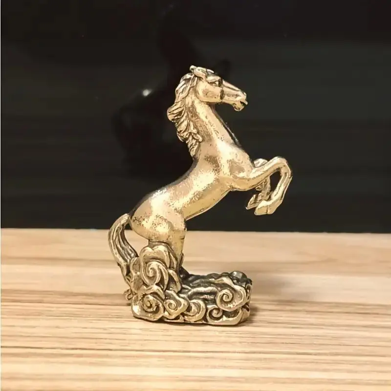 Vintage Brass Horse Statue, Feng Shui Lucky Horse Ornament, Creative Desktop Decor, Halloween & Fall Home Decoration, No Power Needed
