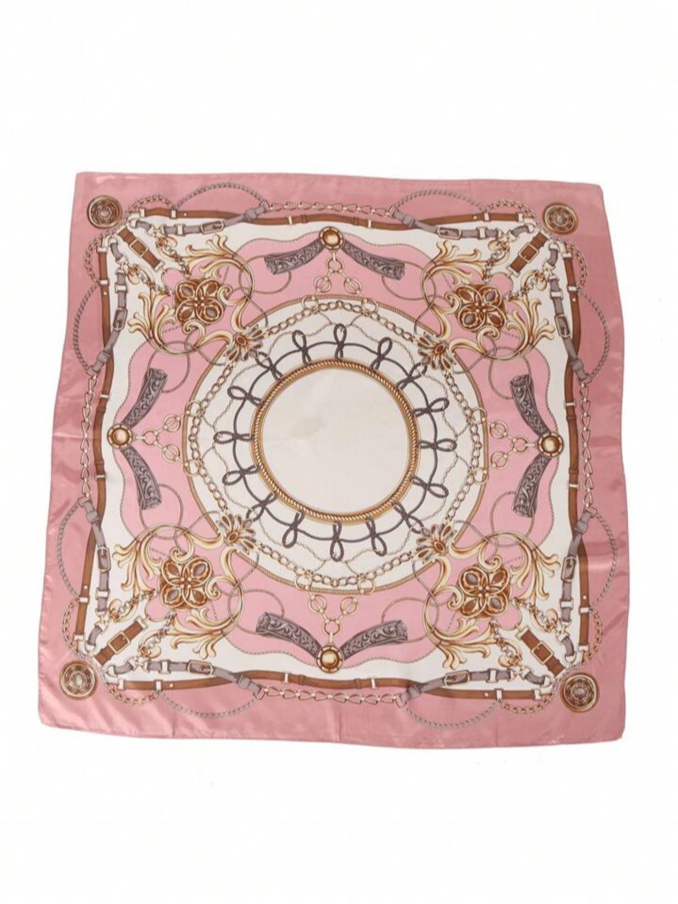 Women's Elegant Chain Print Square Scarf, Fashionable Soft Comfortable Scarf for Daily Wear, Casual Versatile Scarf for Women & Girls