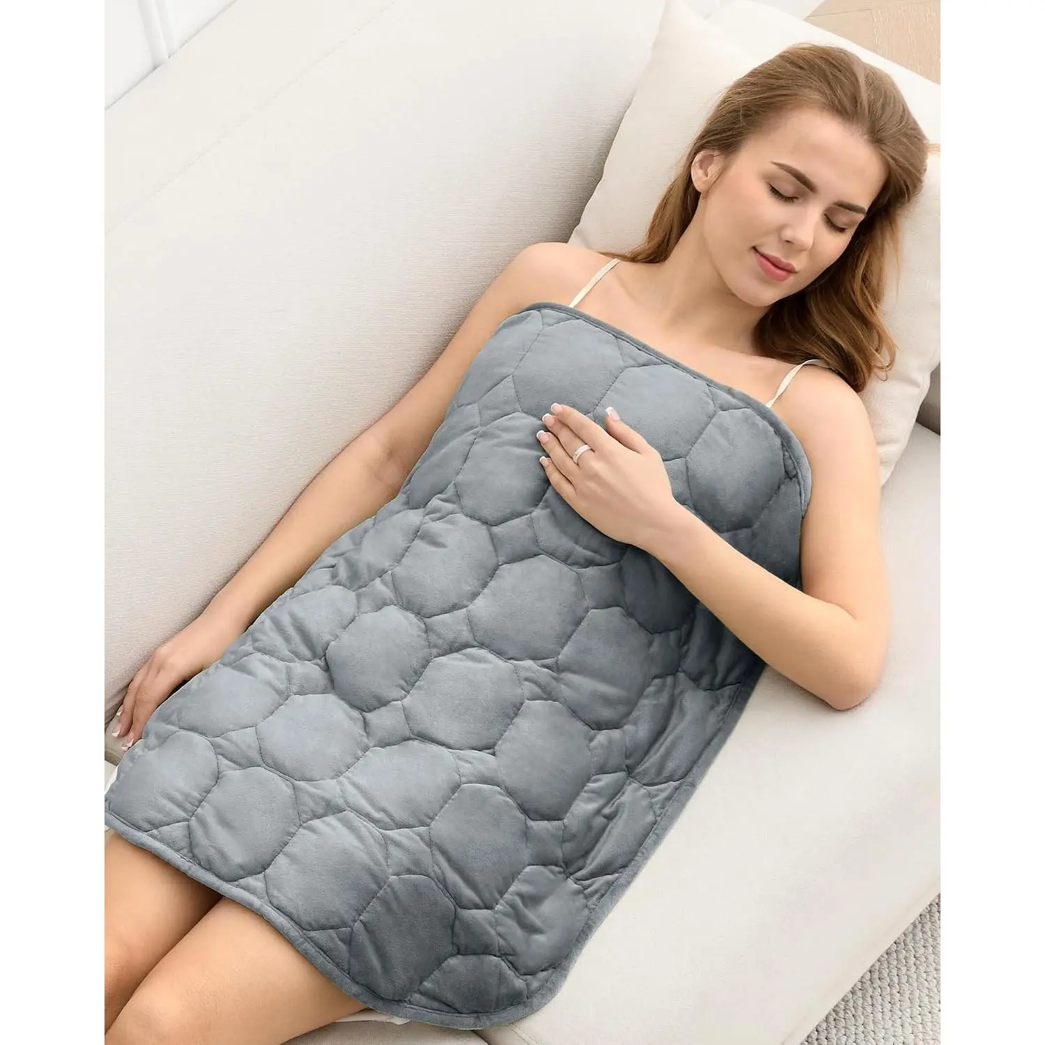 Small Weighted Lap Blanket Pad for Adults 7 lbs 24"x29", Travel | Cozy Luxury Crystal Velvet Weighted Blankets Throw, Portable Grey Blanket for Teens Sleeping Relaxation Napping All Season
