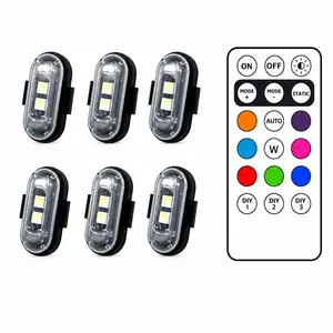 Upgraded Wireless LED Lights for Car, Rechargeable Interior Car Lights with 8 Colors Brightness Adjustable, 12H Battery Life, Remote Control, Mini Strobe Lights for Vehicle Motorcycle Bike Decor
