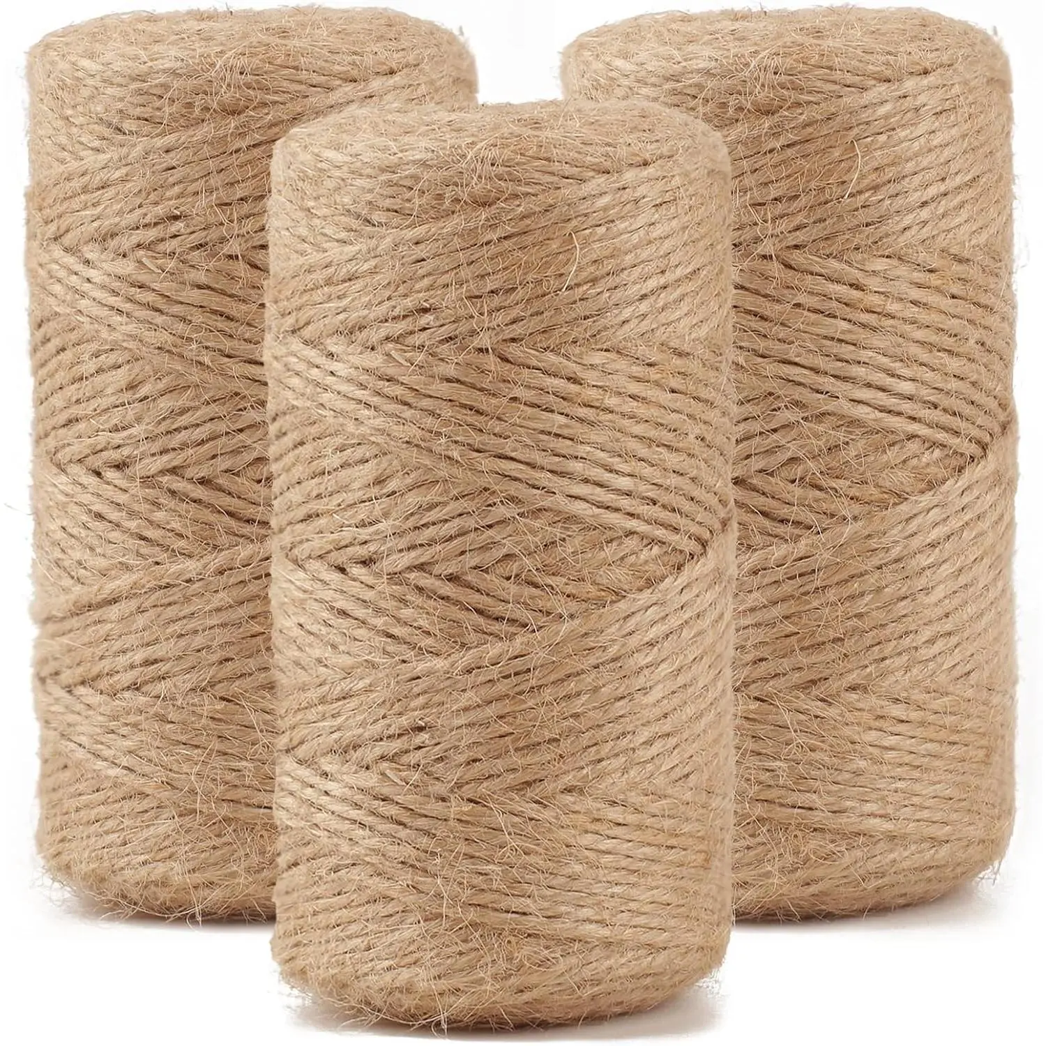 984 FT  Jute Twine, 3ply Thin Ribbon  Twine for Gardening, ,  Wrapping, Art, Wedding Decoration, Packing, Bulk (3 Roll)