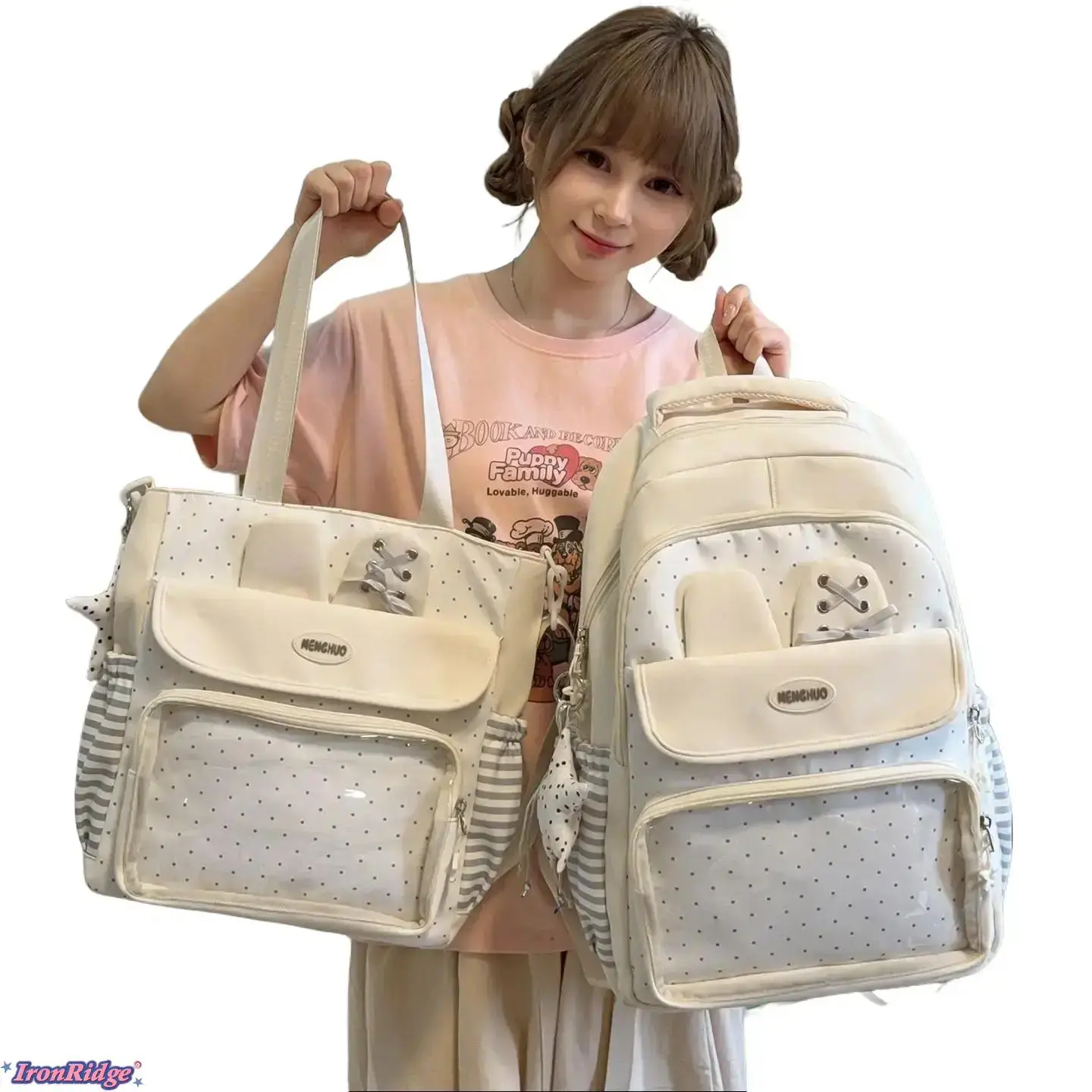 IronRidge NEW IN Cream Yellow Kawaii Bunny Ears Backpack - Stylish Casual School Bag with Carrying Bag, Backpacks for School (Sports & Outdoor Accessories)