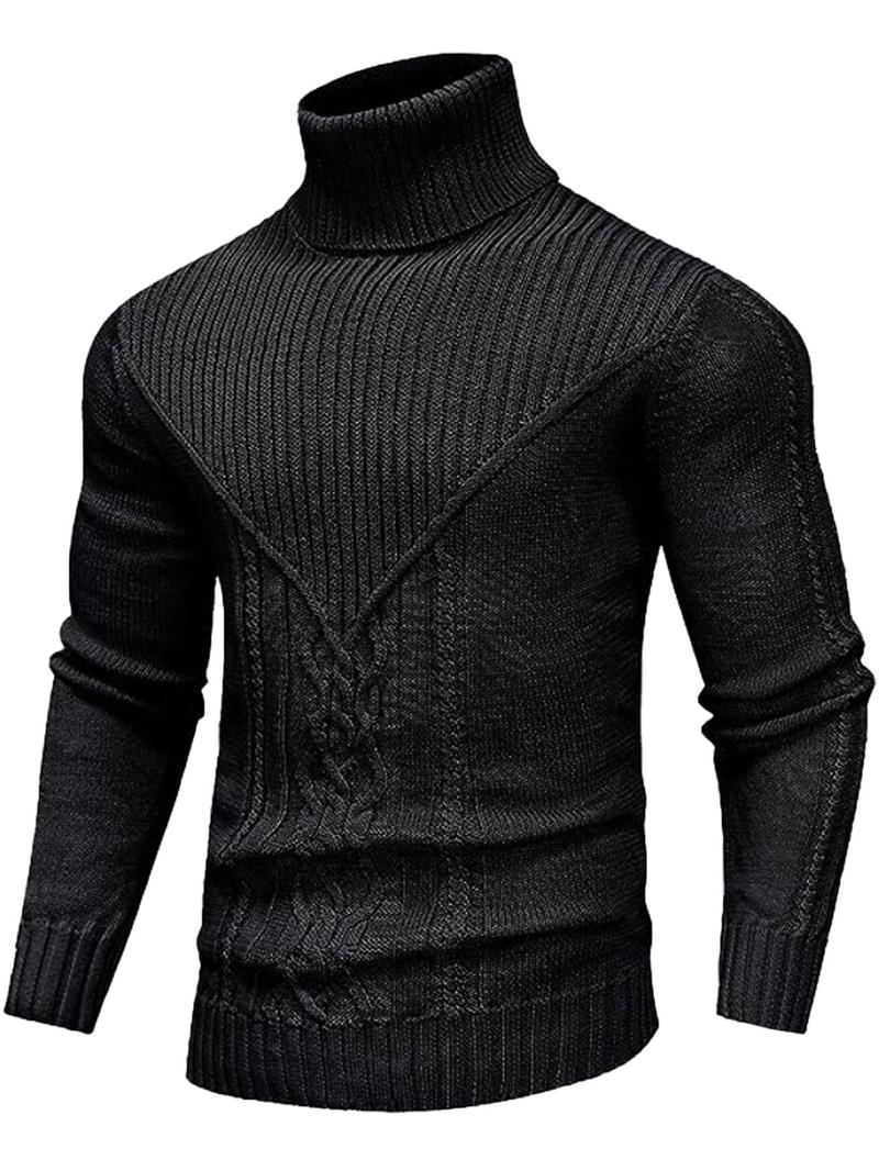 Men's Solid Color Textured Turtle Neck Sweater, Regular Fit Casual Long Sleeve Jumper for Fall & Winter, Men's Knitwear for Daily Wear, Knit Pullover Men's Solid Color Textured Turtle Neck Sweater, Regular Fit Casual Long Sleeve Jumper for Fall & Winter, Men's Knitwear for Daily Wear, Knit Pullover