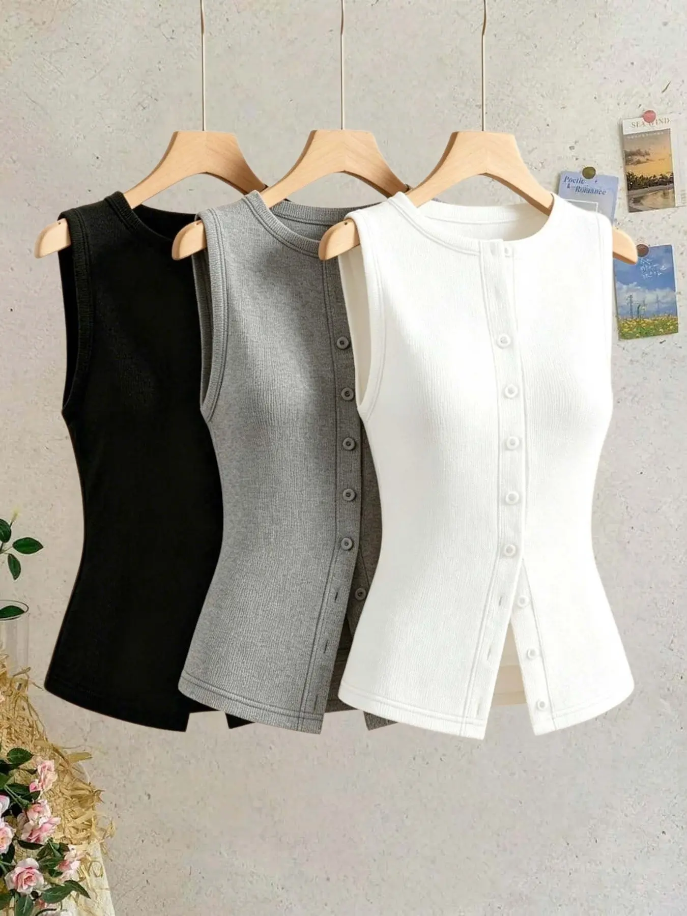 3-Piece Set Solid Color Round Neck Knit Vest for Women, Slim Fit Waistless Sleeveless Jumper, Versatile Office Layering Top, Casual Comfy Vests, Minimalist Fitted Vest