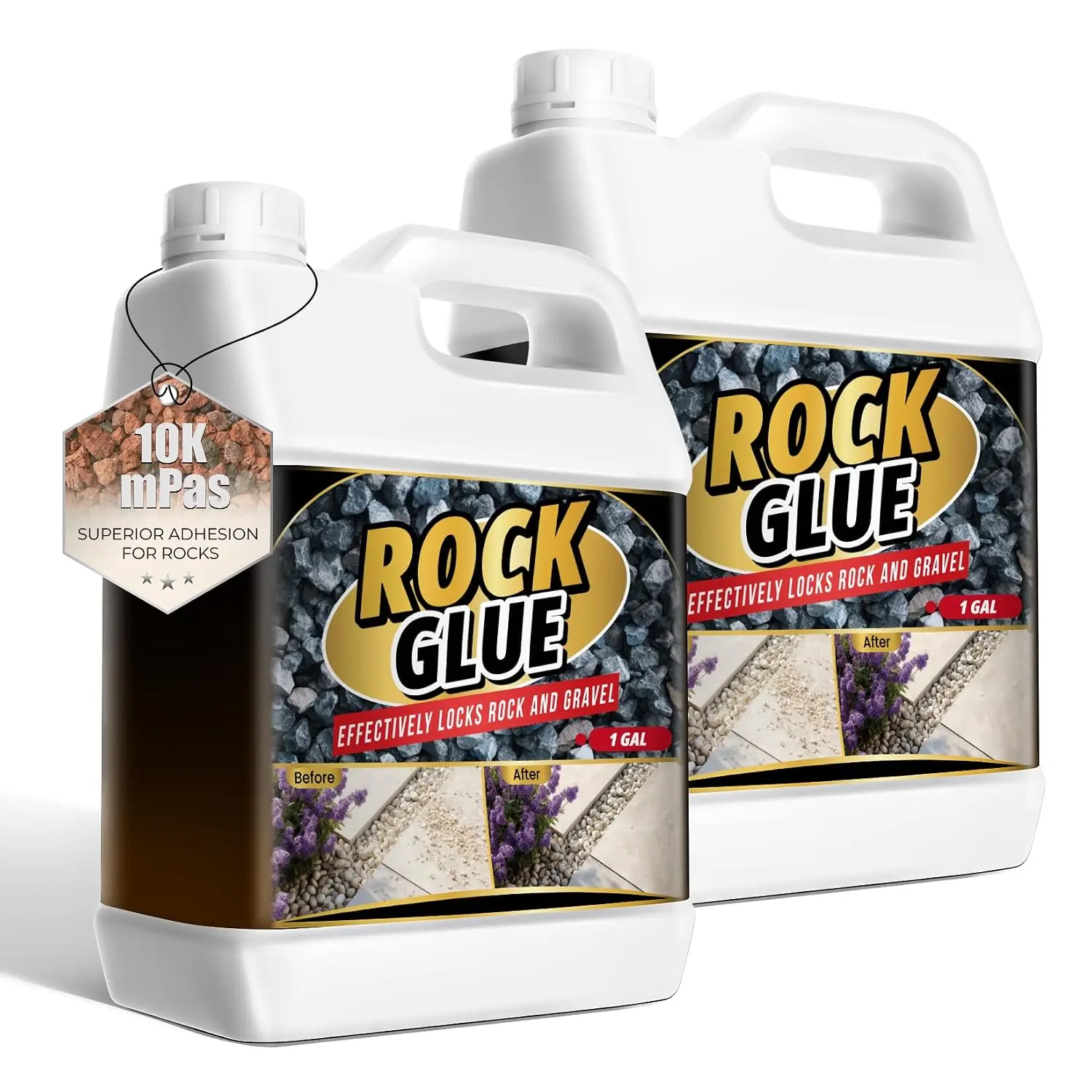 Rock Glue for Landscaping - 2 Gallon  Adhesion Mulch Glue, Ground Coverage &  Safe Gravel Stone Adhesive, -Drying & Weather-Resistant Mulch Glue for Walkways, Yards, Patios,