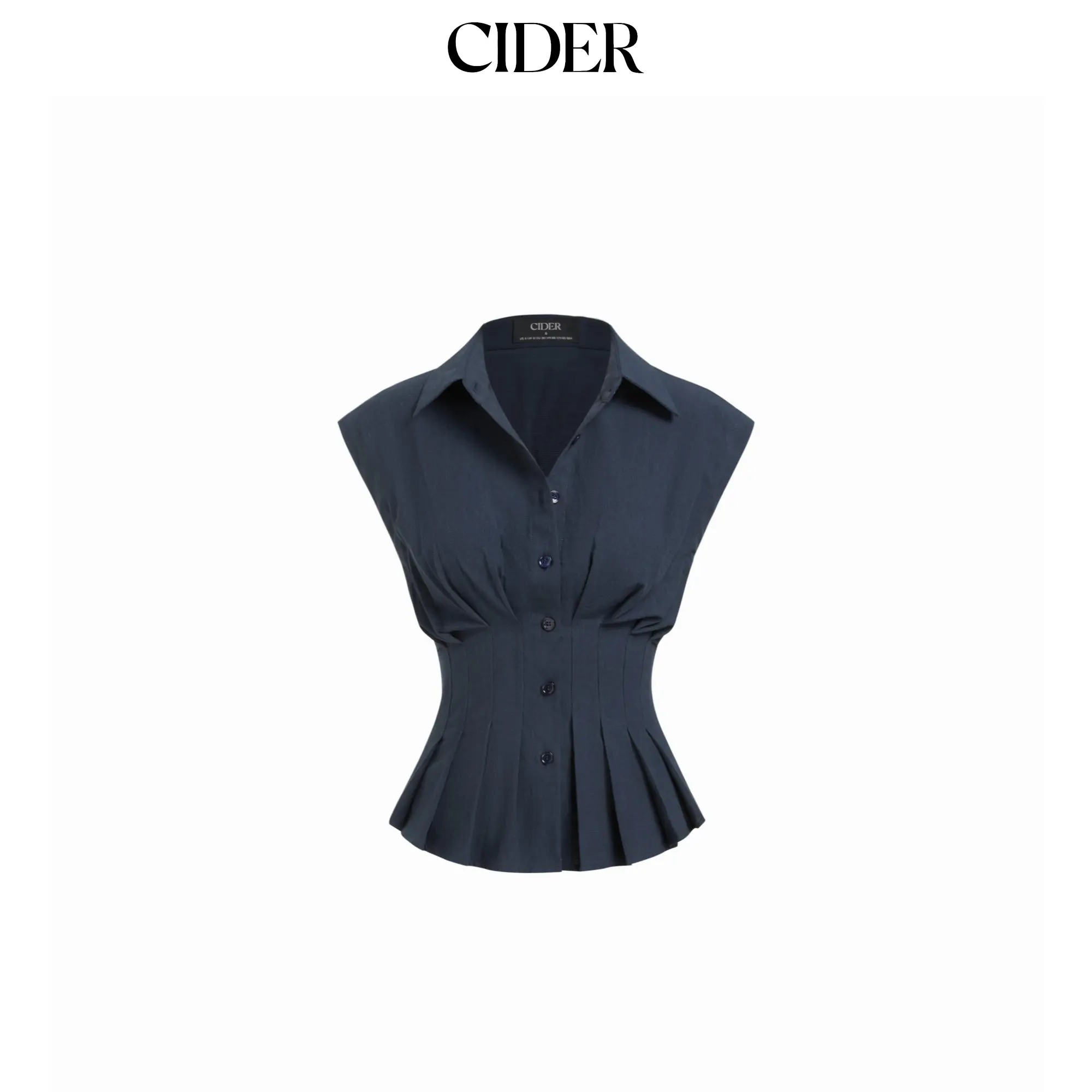 Cider Linen-blend Pleated Button Blouse