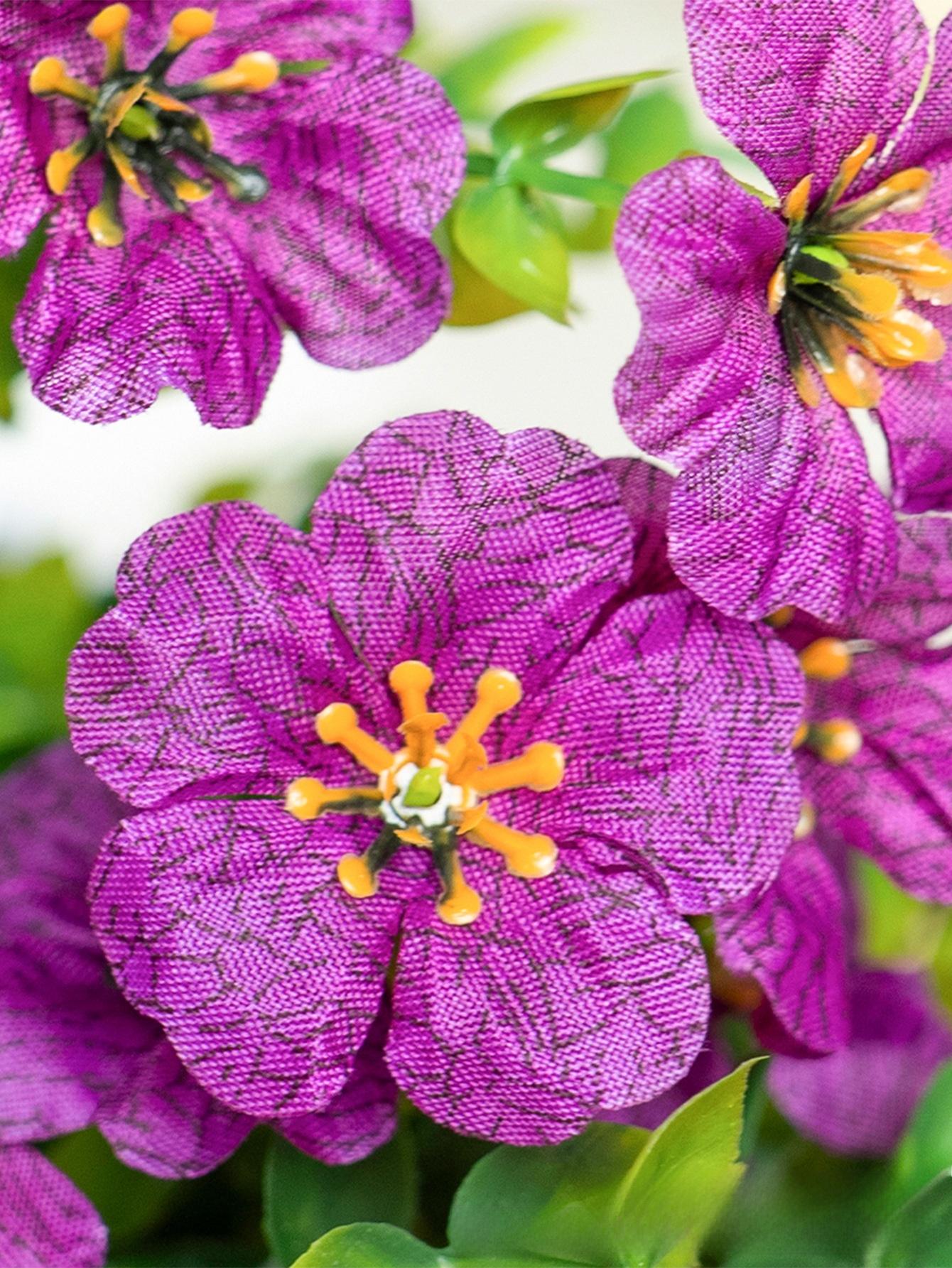 Violet artificial flower hanging basket, iron art hanging decoration, flower basket pendant for wall, door, and outdoor decoration, artificial plants and fake flowers