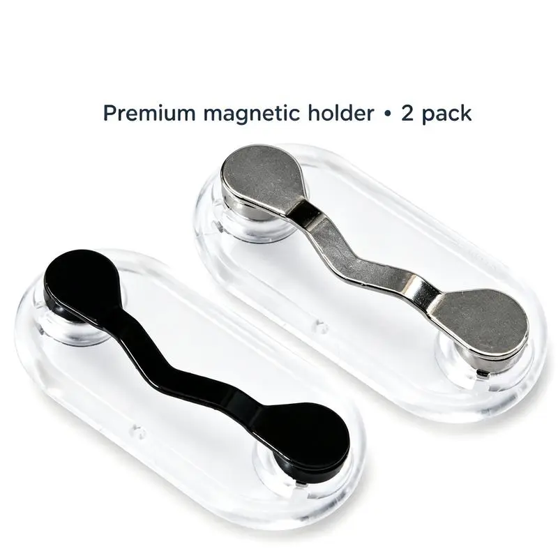Two sets of magnetic eyeglass frames clips, no hand-held eyeglass hangers, stainless steel black eyeglass accessories, strong magnetic storage clips for reading glasses, sunglasses, anti-blue light goggles, safety glasses and earphones