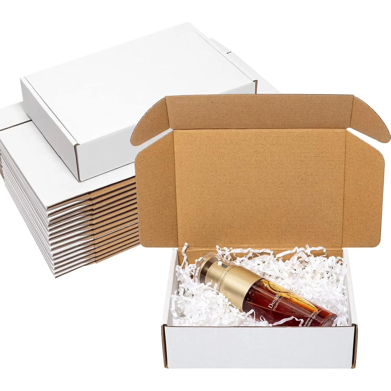 Shipping Boxes 7x5x2" 25 Pack - White Corrugated Cardboard Box Mailers for Small Business, Literature Mailer Box Packaging Supplies | 3 Layers, Literature Mailer Packaging Supplies, Mailing Boxes for Small Business