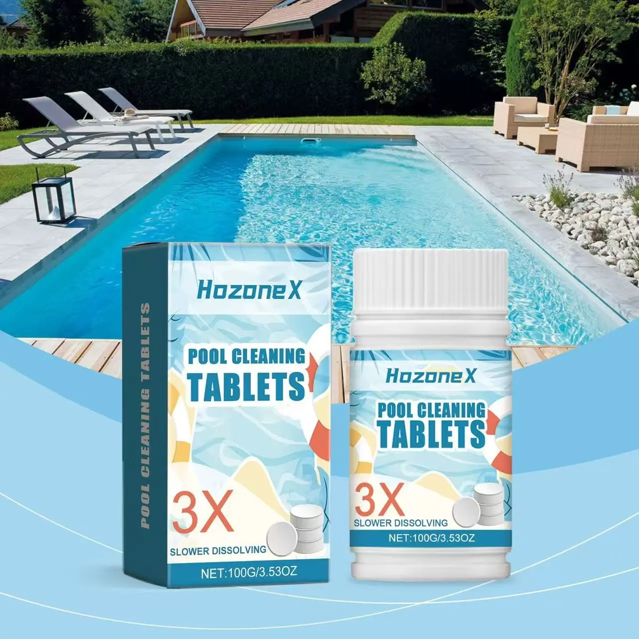 Hozonex Pool Cleaning Tablets, Fresh Water Quality Adjustment, Effervescent Tablets for Clean Pool Maintenance, Essential Pool Care Products