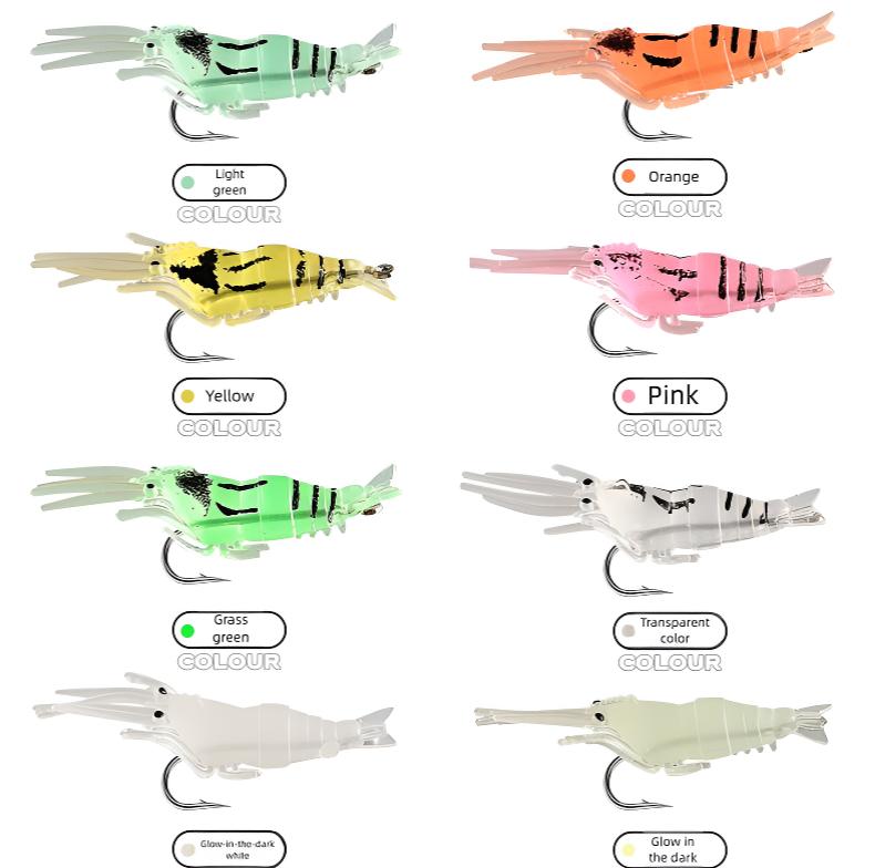 10pcs Shrimp Bait Hooks, Soft Prawn Fishing Lures Simulation Lure for Trout Bass Salmon