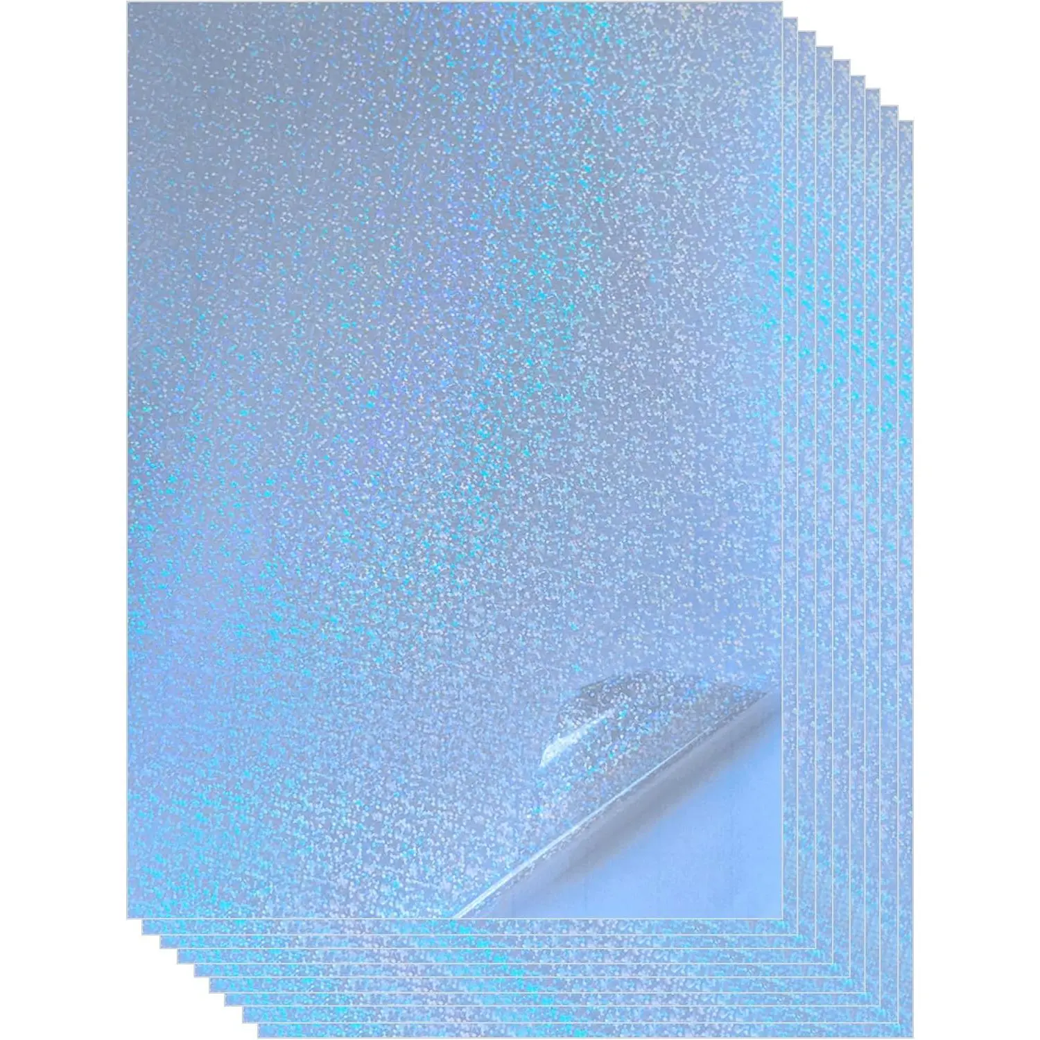 36 Sheets Glitter Holographic Sticker Paper 8.5" x11''  Rainbow Vinyl Sticker Sheets Self-Adhesive Transparent Holographic Overlay Laminating Sheets for DIY Crafts