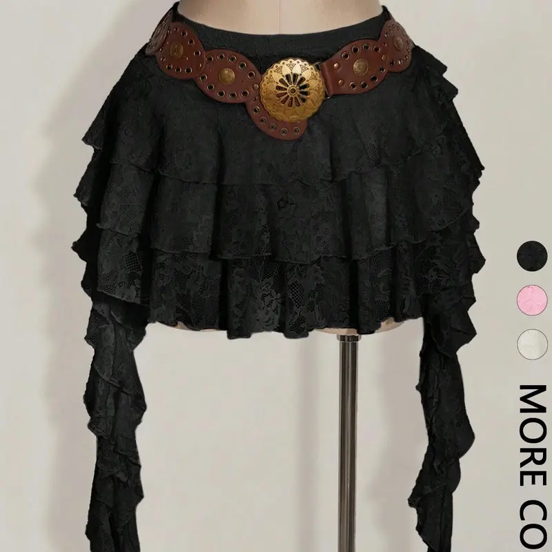 Women's Lace Ruffle Mini Skirt with Built-In Liner Shorts, Casual Sexy Summer Wear for Music Festivals, Back-to-School & Vacation, Casual Skirts