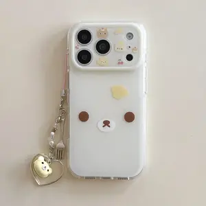 Rilakkuma white brown bear suitable for iPhone17ProMax mobile phone case For iPhone 15 16 Pro Max mobile phone case design