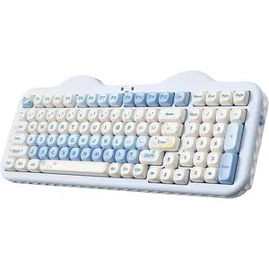 C98  Mechanical Keyboard with Number Pad,98 Key BT5.0/2.4G/USB-C Hot Swap Gasket Mount with PBT MOA Keycaps,Custom RGB,Cute Cake Keyboard for Win/ (Blue, Milk V2 Linear )