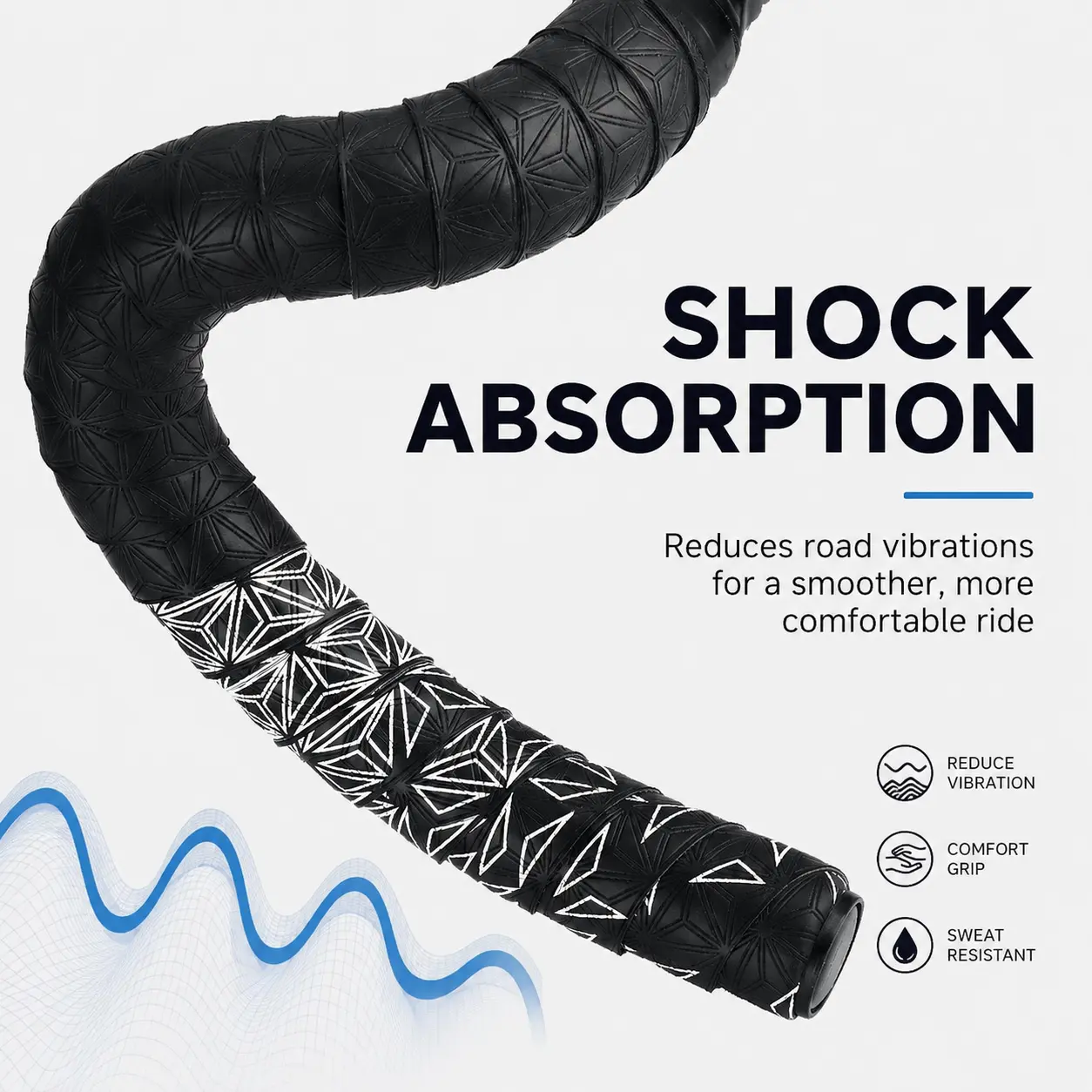 Ergonomic Silicone Handlebar Tape for Mountain and Road Bikes – Shock-Absorbing, Sweat-Wicking, Non-Slip Grip with Enhanced Comfort and Durability for All-Terrain Cycling