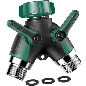 Garden Hose Splitter 2 Way - Water Hose Splitter with Long Handle Garden Hose Shut off Valve Double Y Connector Faucet Splitter Hose Connector