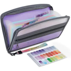 Small Accordian File Organizer, A5 Check Size 13 Pockets  Receipt Holder Organizer with Zipper, 11X7 Inches Accordion Expanding Folder Wallet for , Receipt, Bills, (Lilac)