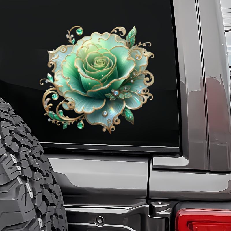1 piece green rose, sticker, self-adhesive sticker, suitable for laptops, cars, motorcycles, protection, door decoration