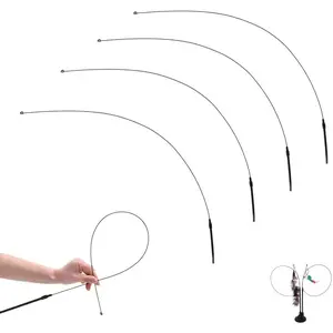 5 Pack  Wand   Rod 32'' Flexible Steel Wire Teaser for Cats  Toys Worms  Refills Rainbow Ribbon Attachments Kitten Interactive Catcher Charmer Exercise