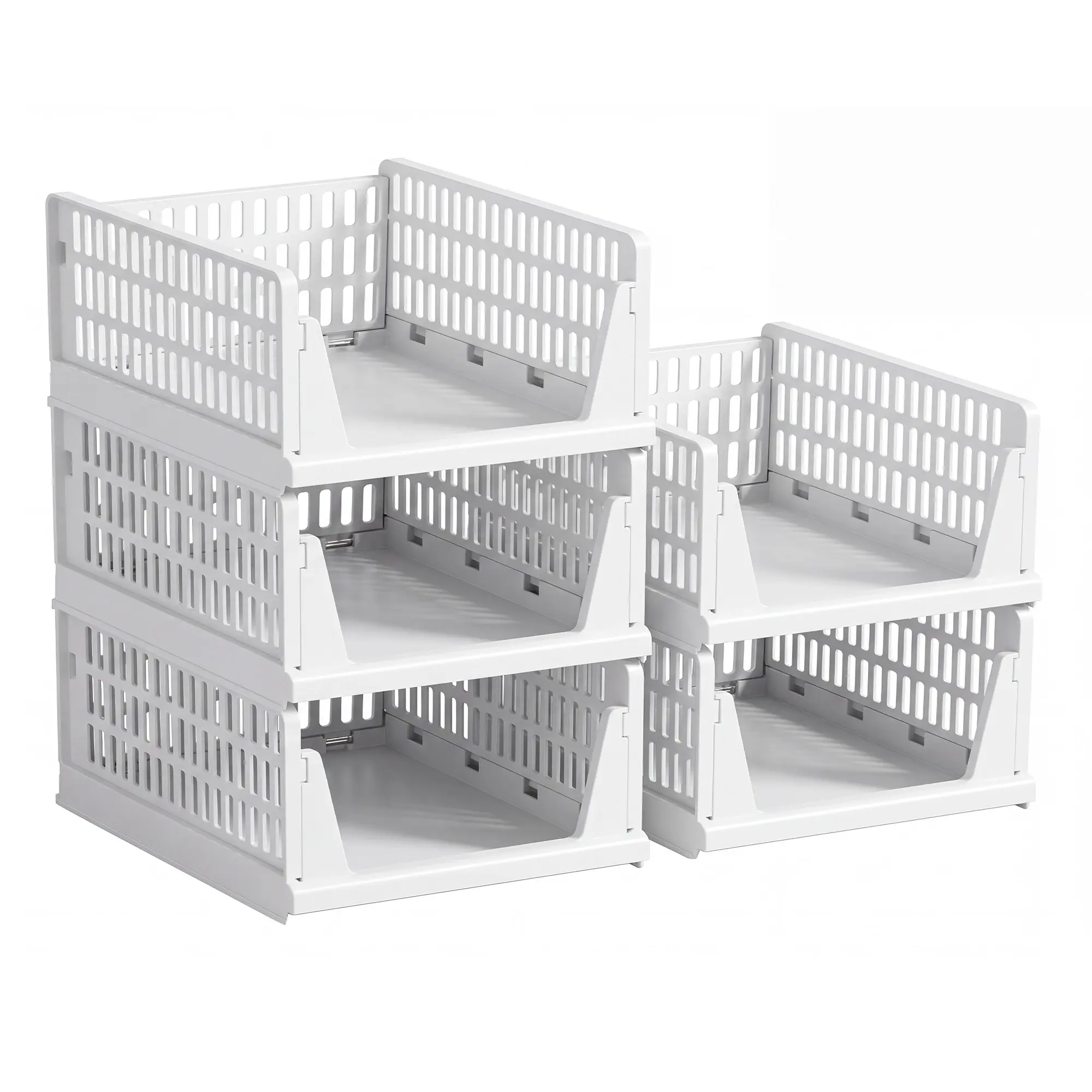 Stackable Closet Organizer Bins – Foldable Storage Baskets for Clothes, Toys & Dorm Room Essentials, Space-Saving Pull-Out Drawer Organizer for Closet, Bathroom, Kitchen, Laundry Room