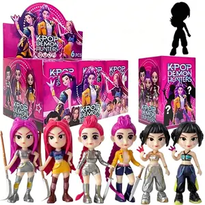 K-pop Demon Hunter Girl Group Chibi Figure Set, Girl Group Character Dolls with Weapon Accessories, Desktop Decoration Gift
