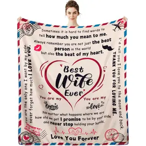SummerVibes Gift for Wife from Husband Soft Throw Blanket Wedding Valentine's Mother's Day Present Her Cozy Warmth for Bed Sofa Decorative Gift Idea Unique Romantic Anniversary Shower Gift