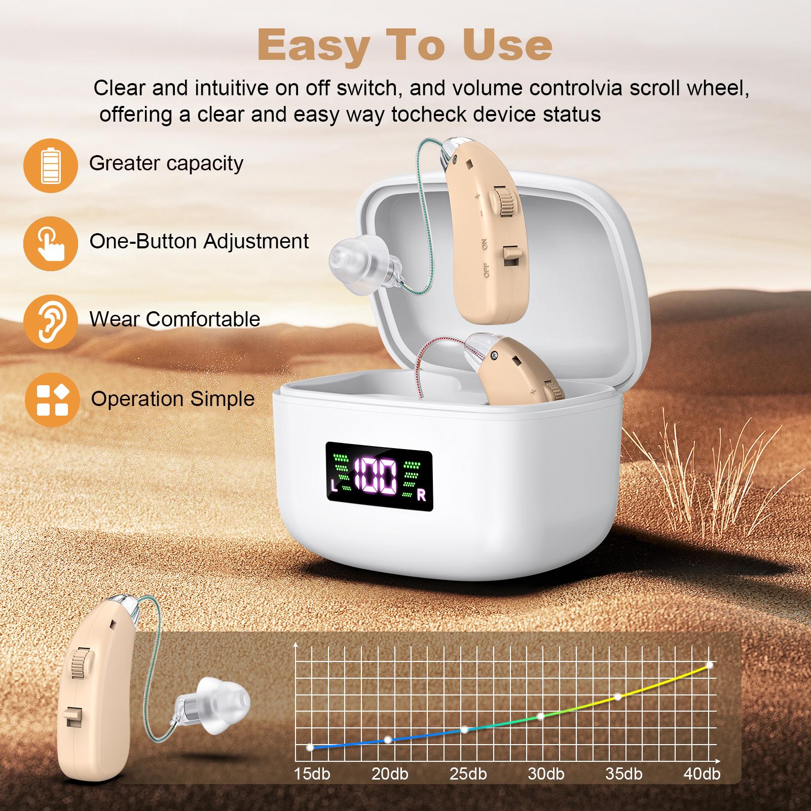 Digital hearing aid for the elderly rechargeable hearing aid for the deaf adjustable sound amplifier portable charging case Digital hearing aid for the elderly rechargeable hearing aid for the deaf adjustable sound amplifier portable charging case