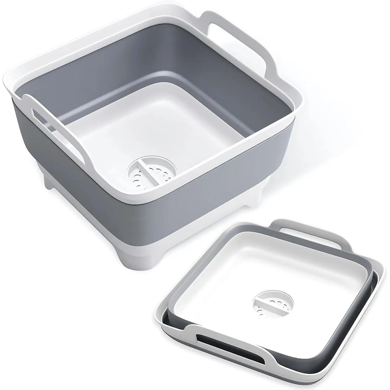 2.4 Gallon Collapsible Wash Basin with Drain Plug - Foldable Dish Pan for Baby Bottles, Space-Saving Sink Washing, Laundry Tub & Portable RV Camping BinGift