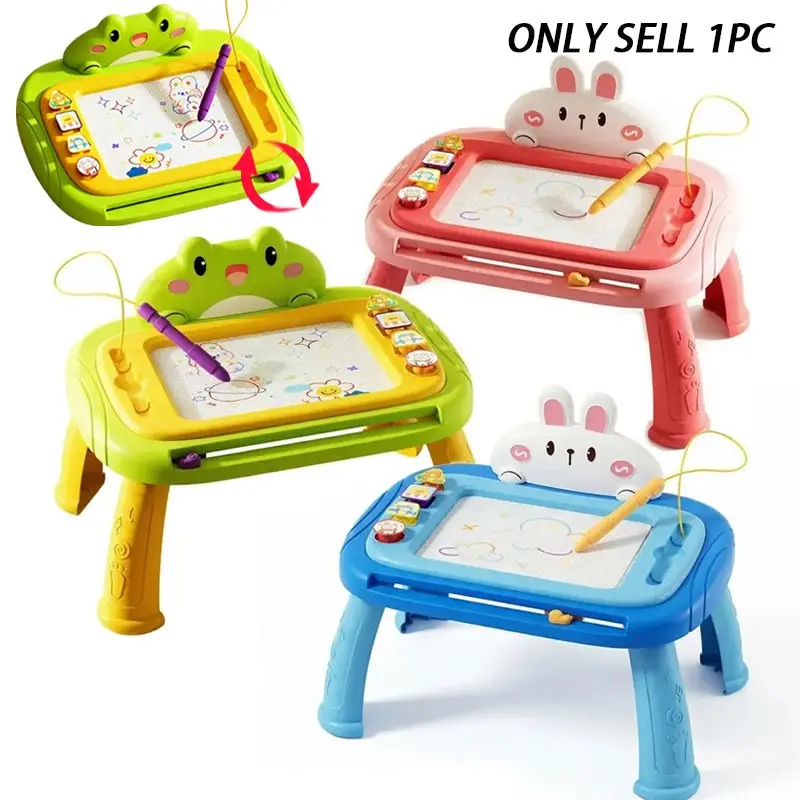 1-PC Children's Educational Drawing Board Toy, Graffiti Doodle Writing Board, Erasable Colorful Painting Table, Cartoon Early Learning Toy, Sketching Toy for Kids Ages 3-5, Reusable Learning Tool, Easter, Christmas, and Birthday Gift.
