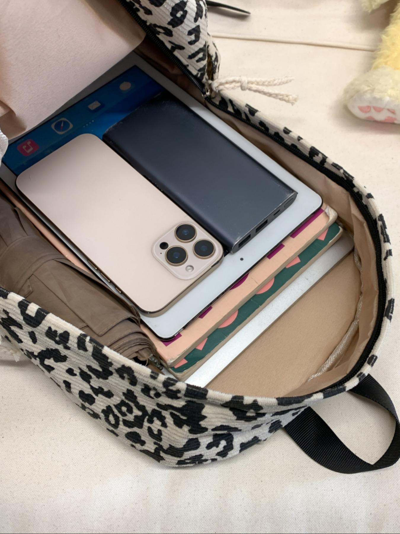 Fashion Leopard Pattern Backpack, Casual Large Capacity Backpack for Women, Lightweight Casual Commuting Bag for Daily Used, Casual Printed Backpack