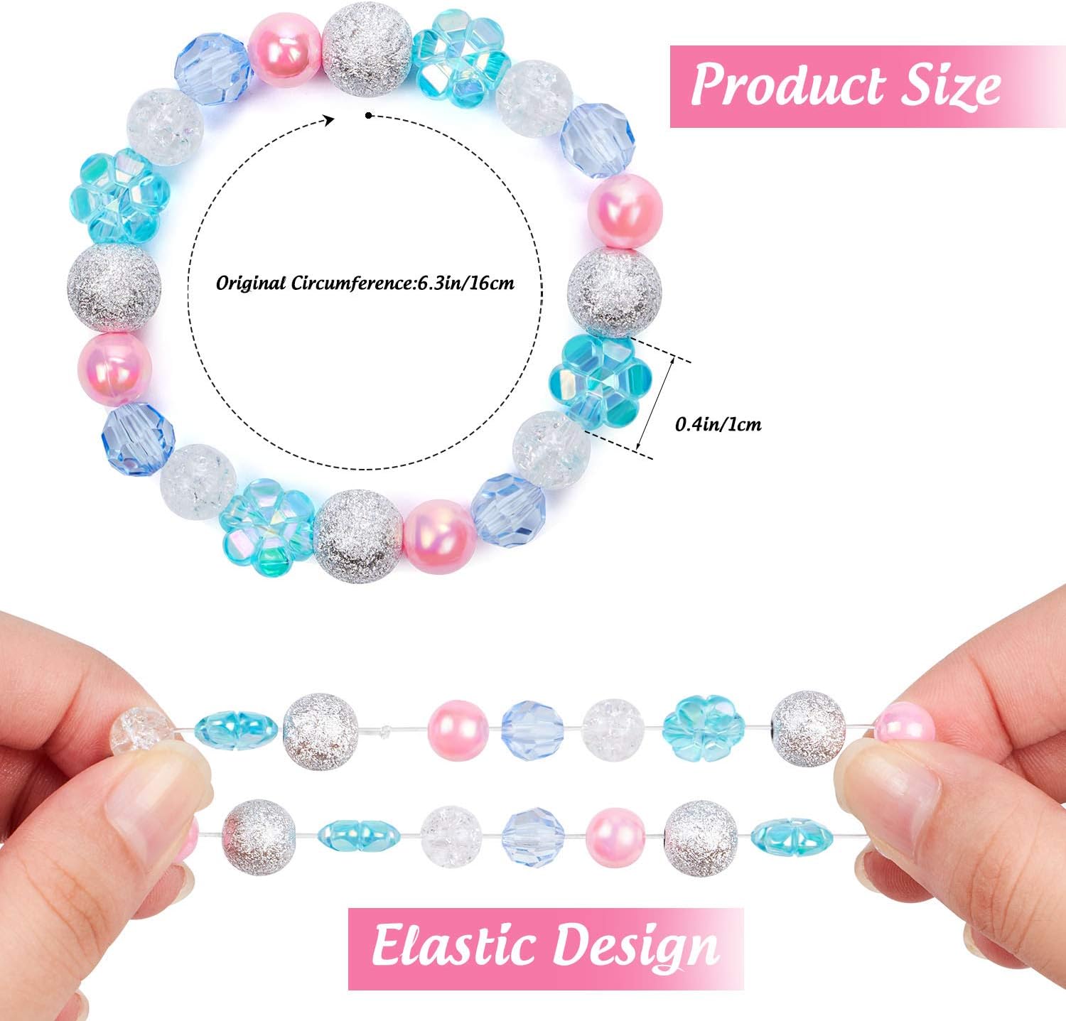 X-HBL02 12 Pcs Girls Beaded Bracelets Rainbow Baby Toddler Cute Friendship Stretchy Costume Jewelry Set