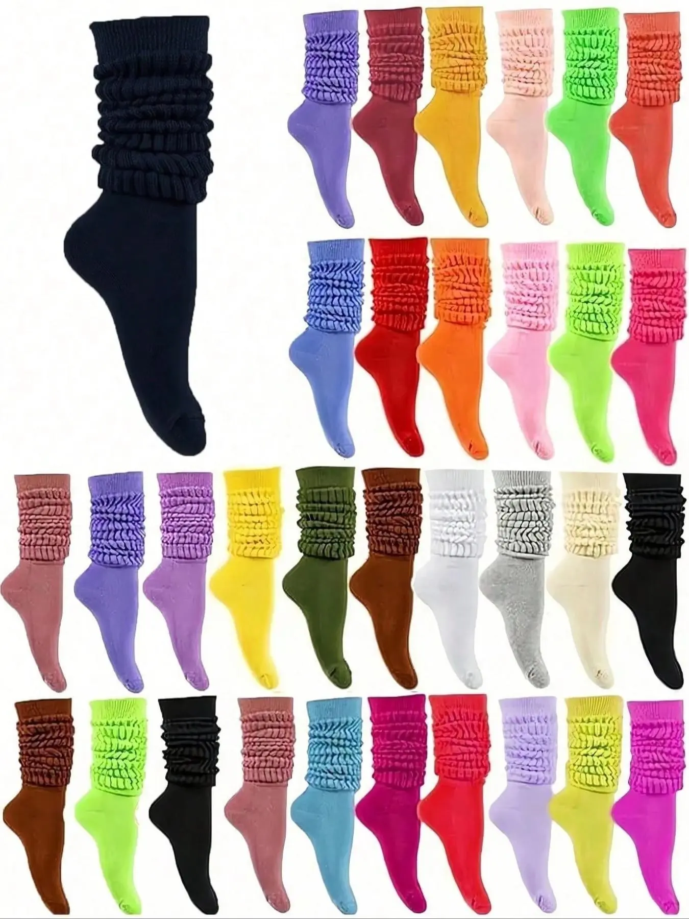 6 Pairs Women's Mid-Calf Socks, Casual Solid Color Random Socks, Cute Princess Style Socks, All-Season Basic Fashion Socks, Knitted Socks