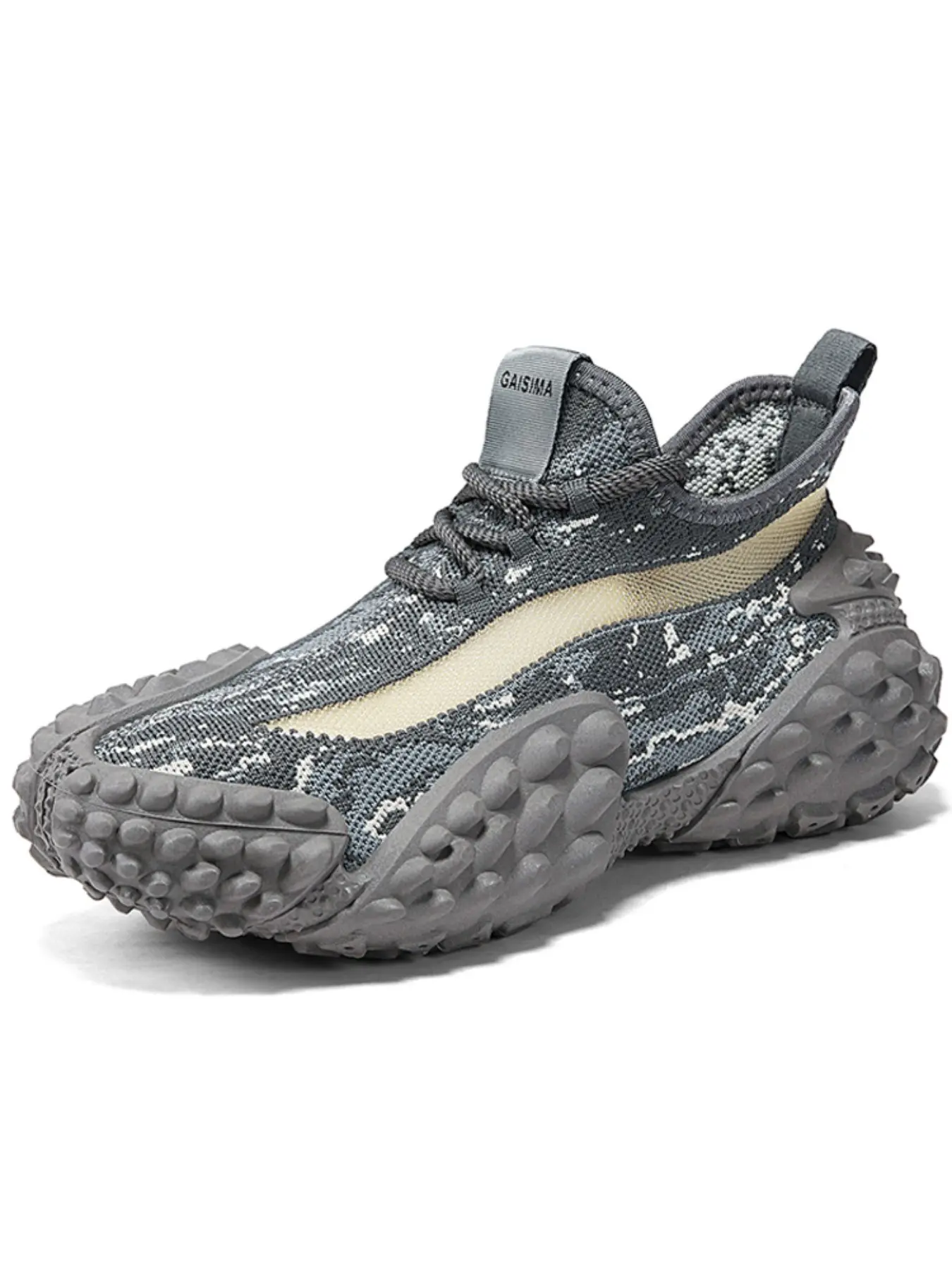 Men's Retro Breathable Flyknit Mesh Sneakers, Stretch Knit Shoes, Duracell Sole, Thick Bottom Height Boost, Outdoor Running Shoes, Casual Summer Footwear