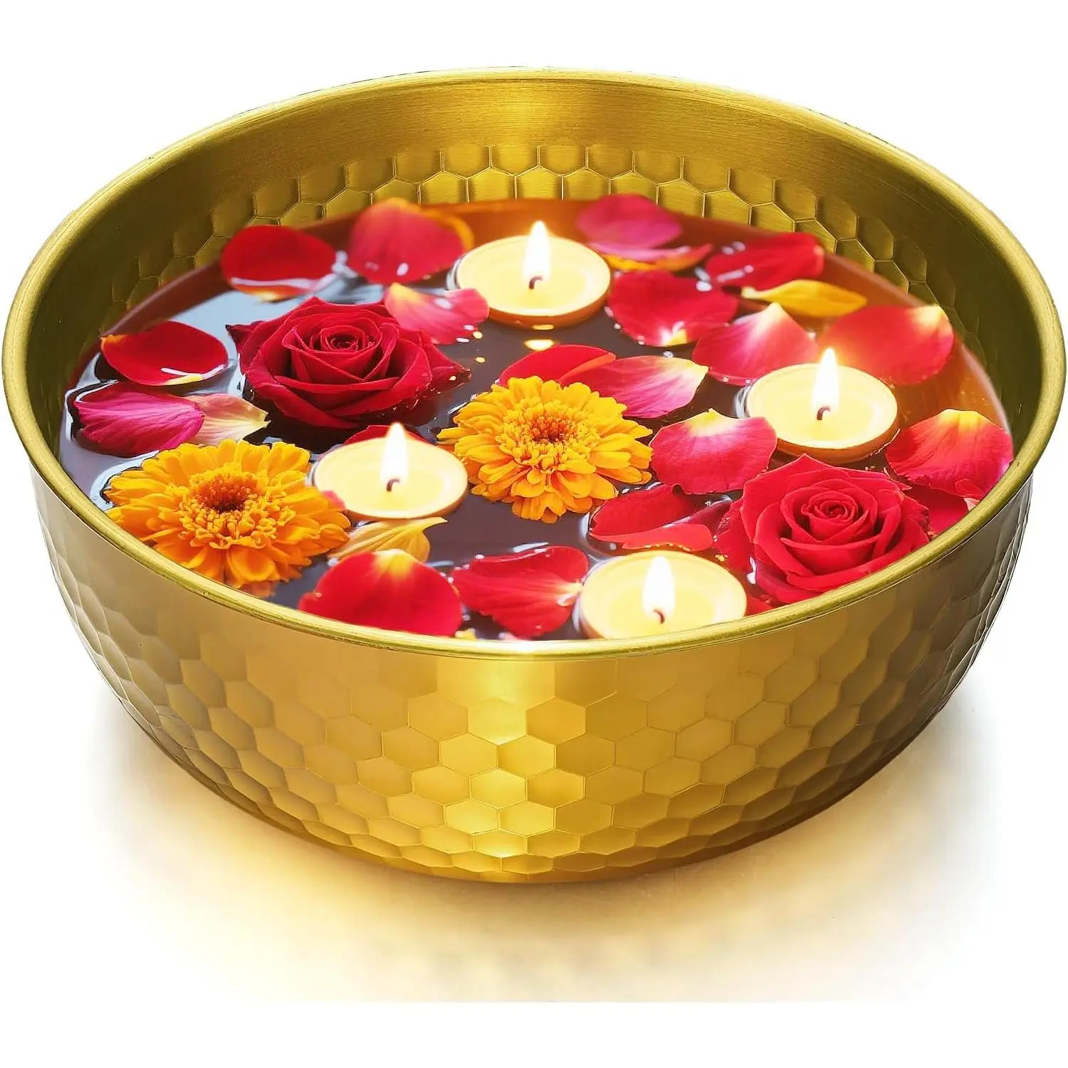 Wide-Mouth Urli Bowl Diwali Decoration for  - Rustproof  Decorative Potpourri Bowl for Diwali Diya Gifts Pooja Mandir Wedding Indian Décor