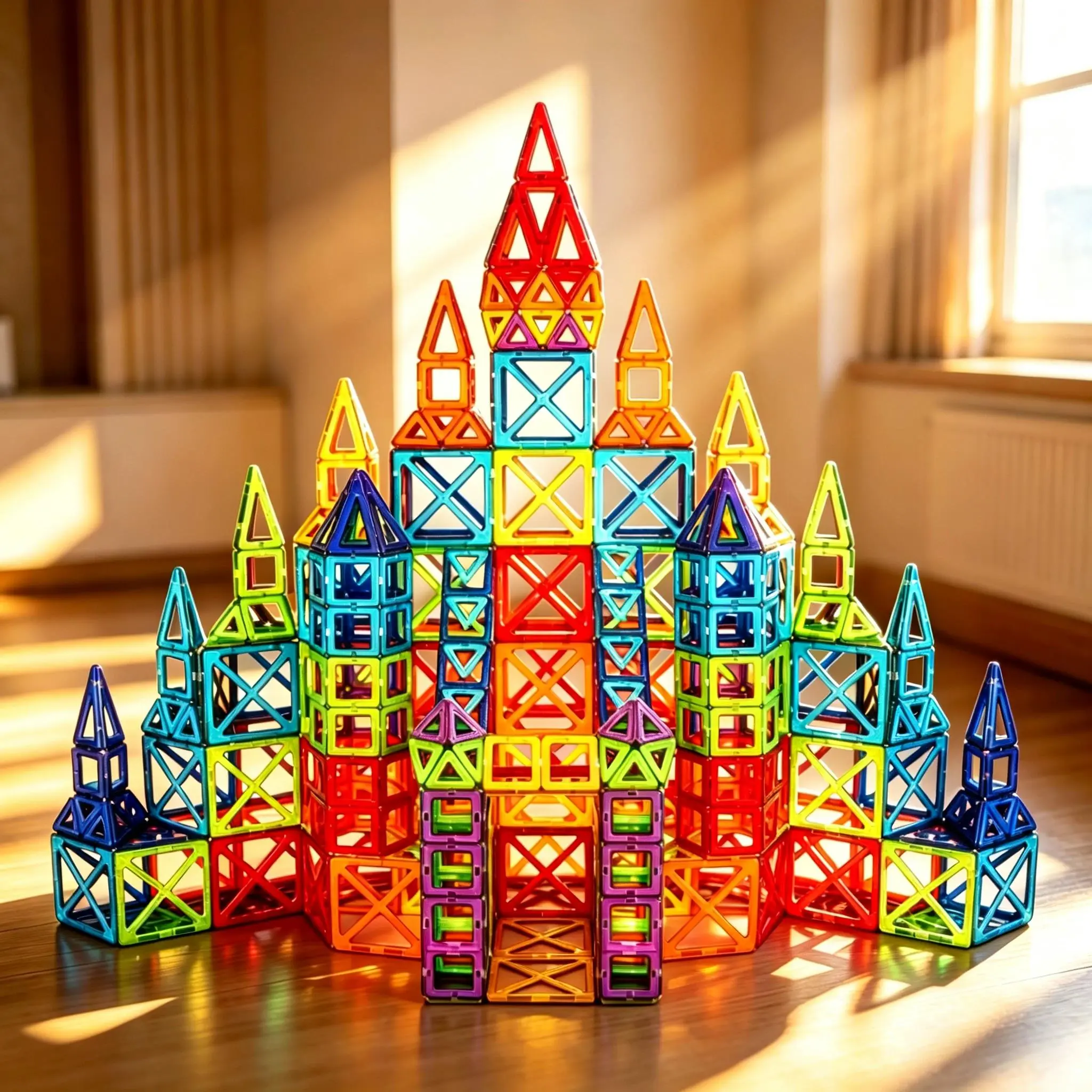 Big Size Magnetic Building Blocks Set - DIY Magnet Tiles, Montessori Toys, STEM Fun, Safe Materials, Hypnotic Kawaii Fidget Stress Relief Educational Construction Toy for Ages 12+, Unisex