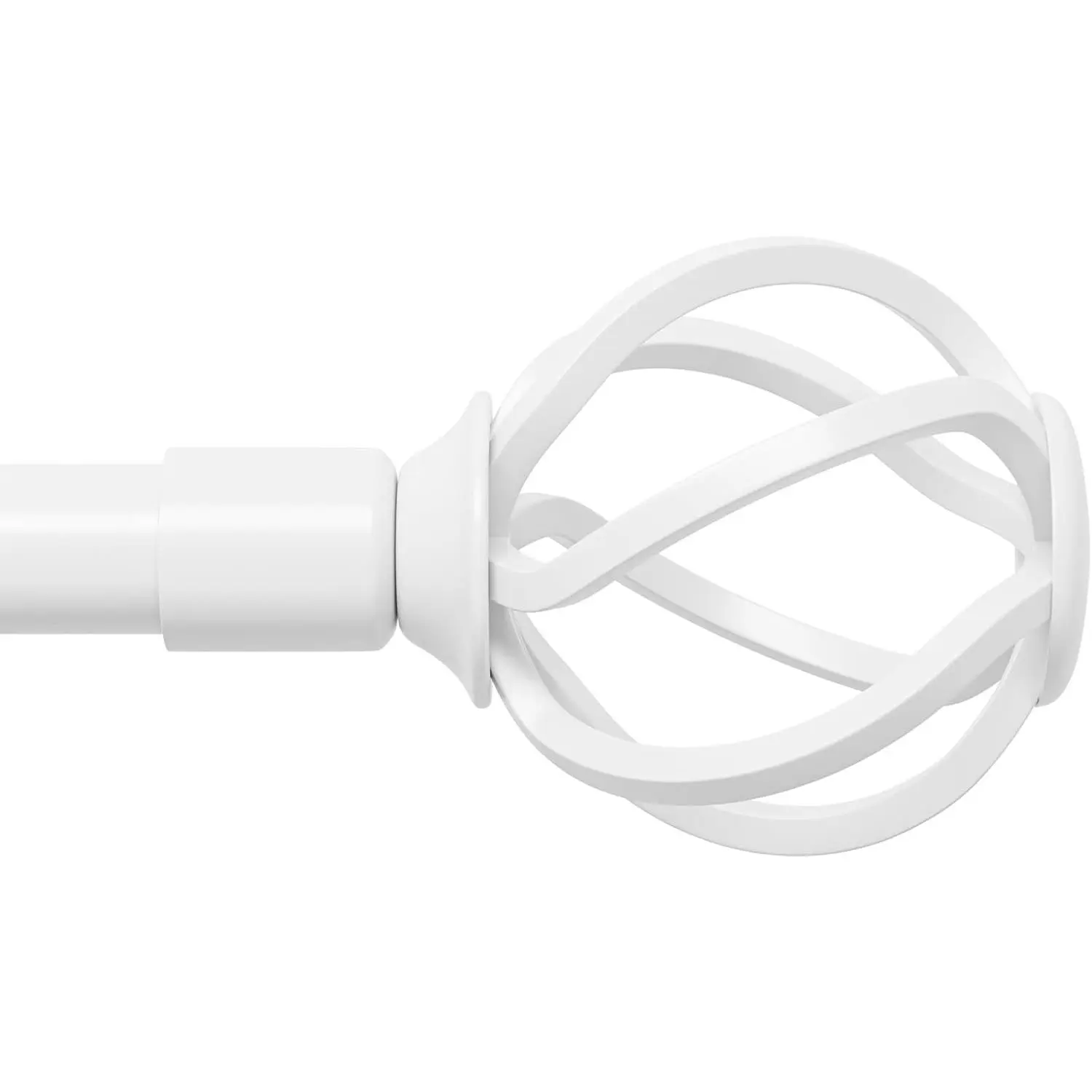 Adjustable White Curtain Rods for 48 to 88 Inches Windows, 5/8" Diameter Heavy Duty Curtain Rod Set with Twisted Cage Finials, Decorative Drapery Rod for Living Room Bedroom