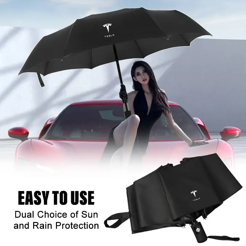Automatic Folding Car Umbrella | Portable Sunshade & Rain Protection for Tesla Model 3/S/X/Y | Quick Open & Close, Durable Design