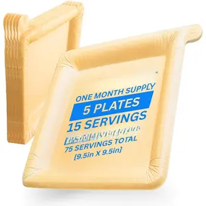 Peel Plate [5-Pack] 75 Servings  - Large 9.5in X 9.5in Multi-Use  Paper Plates 90% Less  For  or -The-Go Mealtime & Snacktime - Peelable Dinnerware []  Month